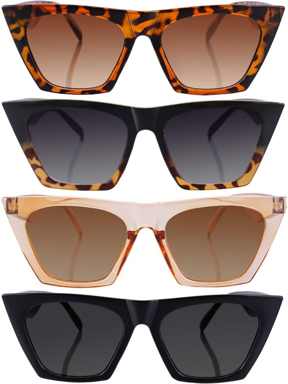 Vintage Retro Cat Eye Sunglasses Set - 4 Colorful Pairs with UV Protection